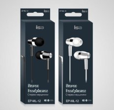 Hаушники EP-ML-12 с микрофоном L-коннектор белый ISA (гарантия 2 недели)